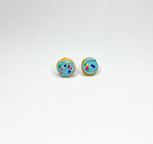 Blue Frosted Cookie Studs
