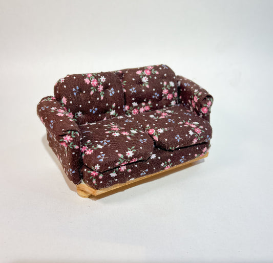 Brown Floral Medium Couch