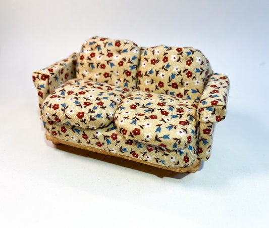 Beige  Floral Medium Couch