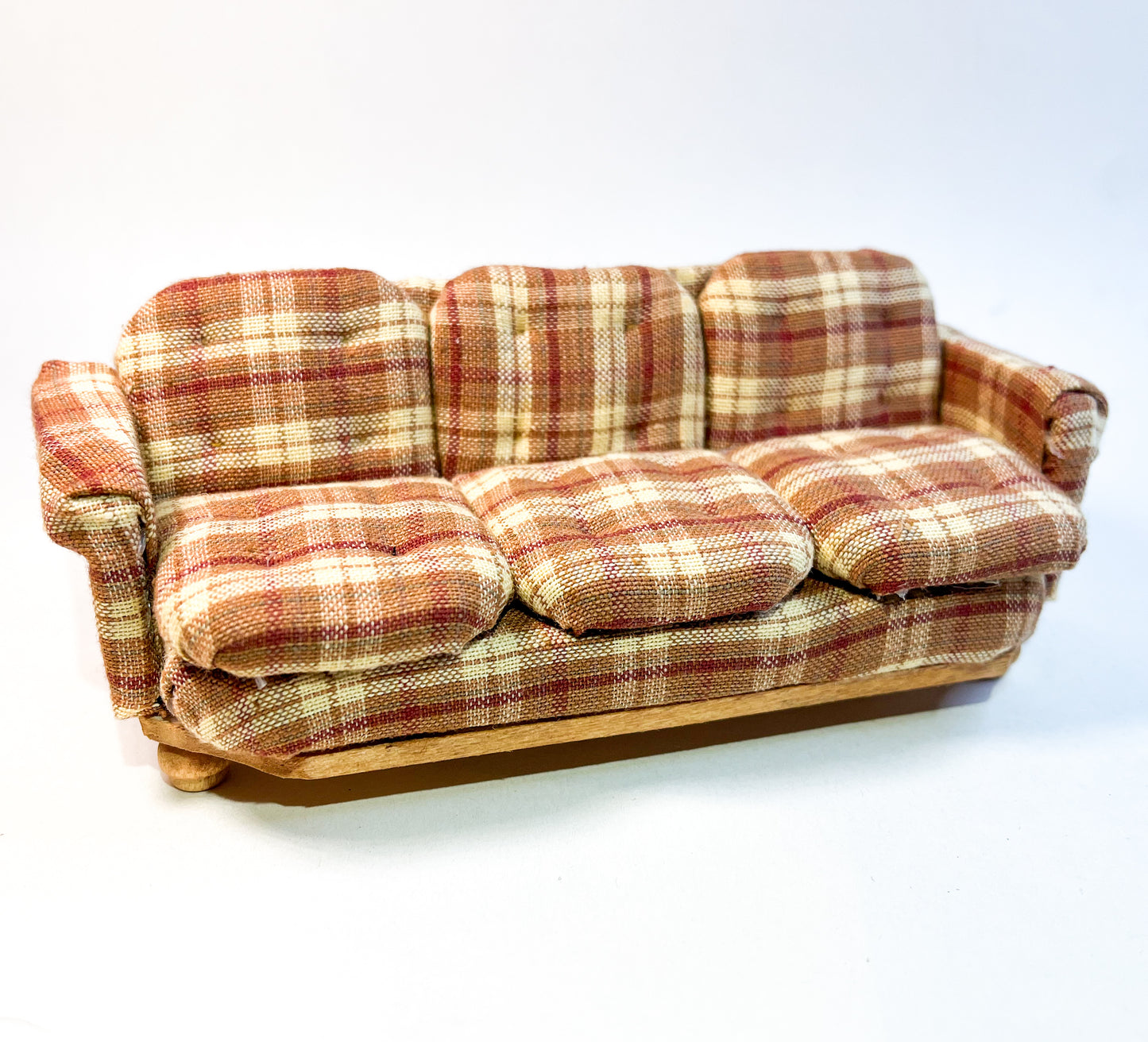 Orange Plaid Large Couch