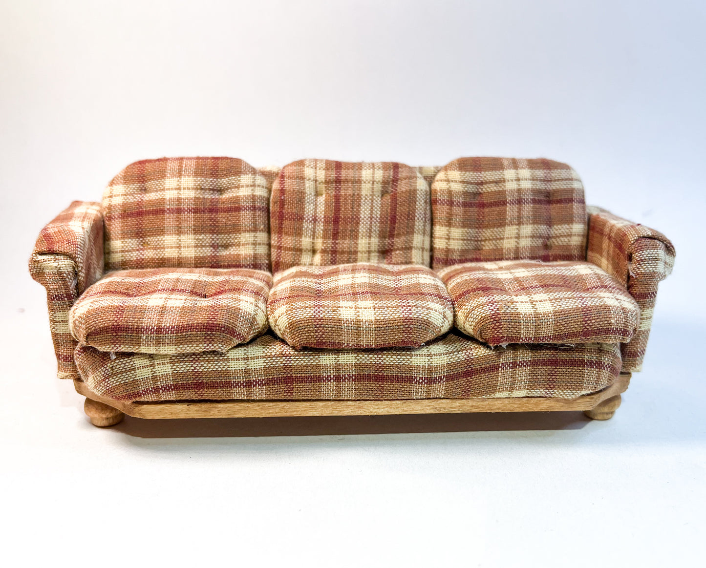Orange Plaid Large Couch