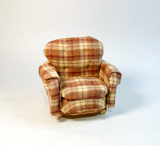 Orange Plaid Sofa Chair (Tufted)