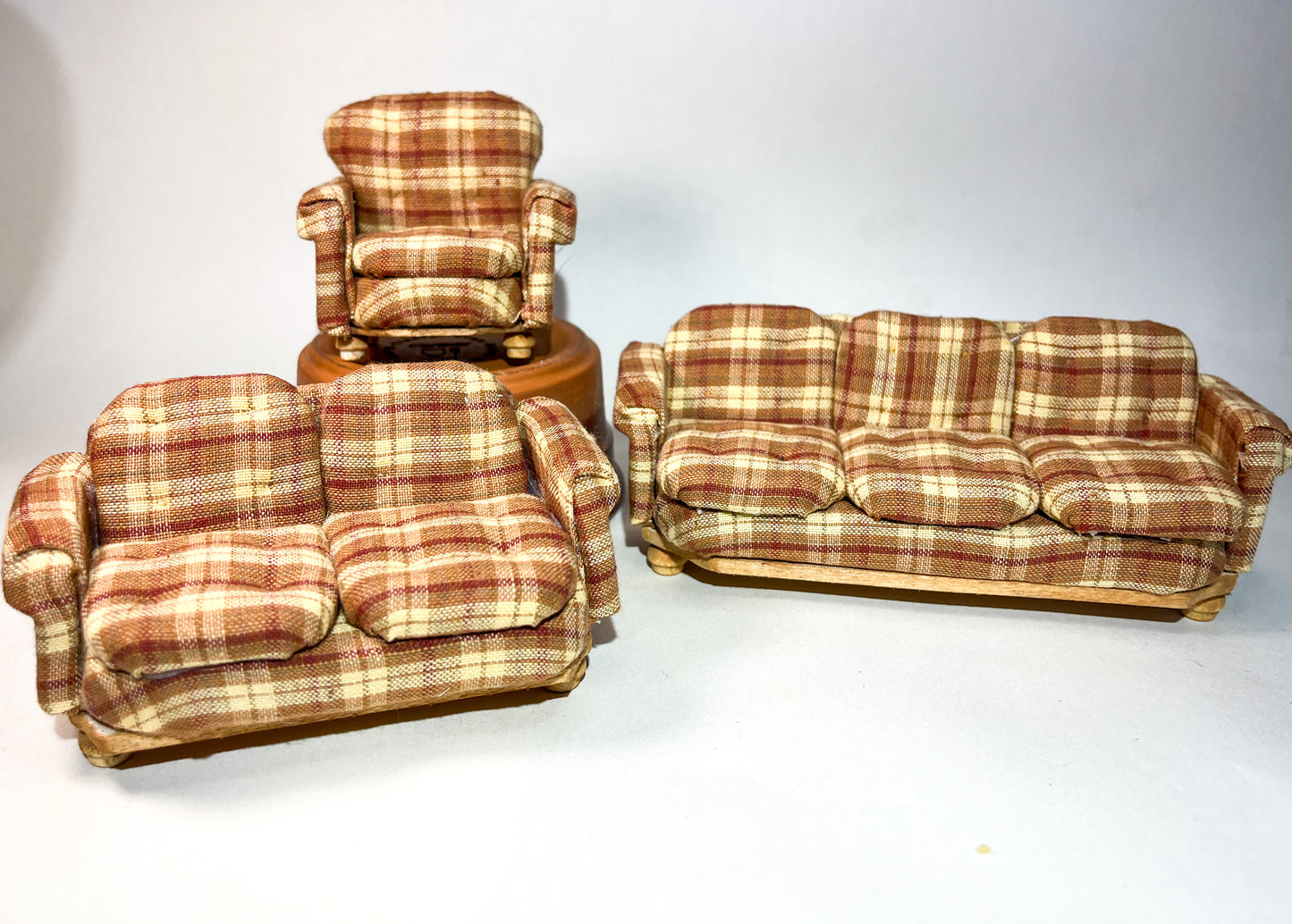 Orange Plaid Medium Couch